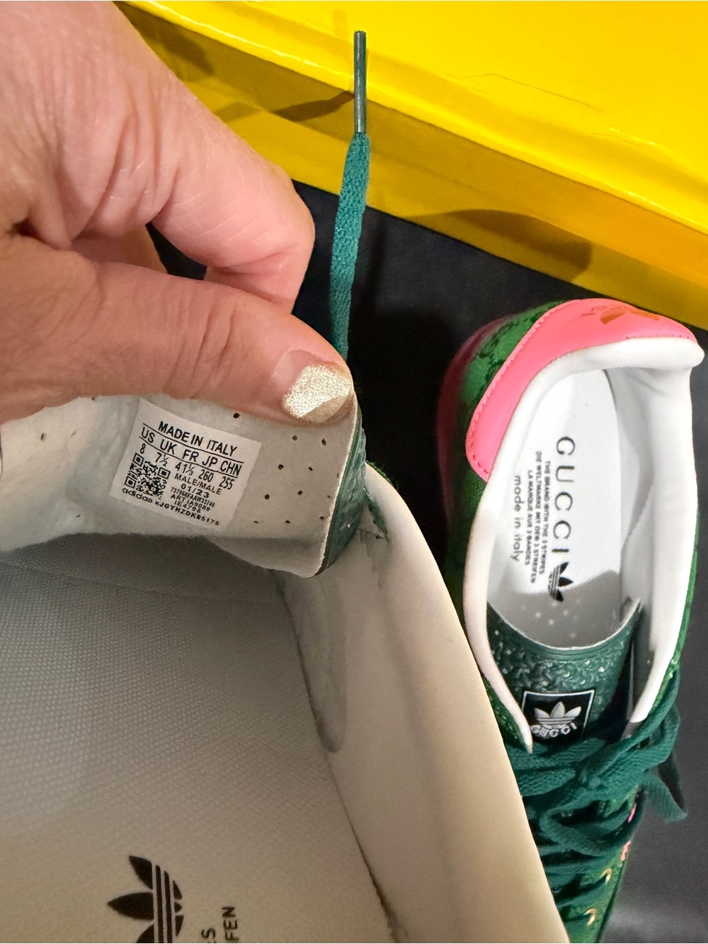 Adidas x Gucci Gazelle Green GG Monogram' sneakers featuring green canvas upper - Picture 8 of 11